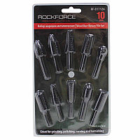 ROCKFORCE Набор шарошек металлических разнопрофильных по пластику и дереву 10пр.(Ø хвостовика 6мм),в блистере