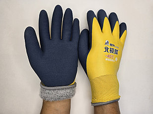 Акриловая зимняя перчатка с мехом желтая -40