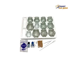 Набор из 12 банок для массажа из стекла