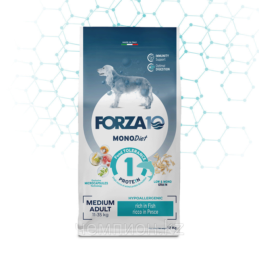 11731 Forza10 Medium Diet pesce, Форца10 диетический корм из рыбы для собак средних пород, 12кг.