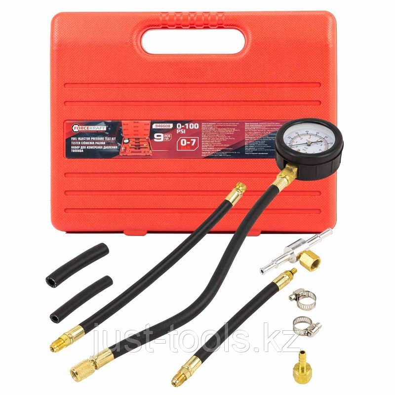 Forcekraft Набор для измерения давления в топливных системах 10пр.(0-7bar), в кейсе 57778 FK-946G08