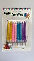 Цветные крученые свечи для торта, набор 8 шт