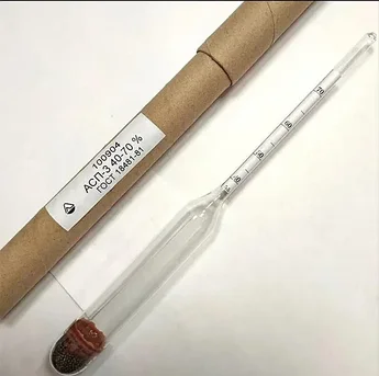 Ареометр (спиртомер) алкогольных напитков АСП-3, шкала  0–40%, 40-70%, 70-100%. В реестре СИ РК.