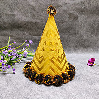Колпак на день рождения Happy Birthday с блестками золотой