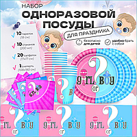 Набор одноразовой посуды для гендер пати "Boy or Girl" (43в1)