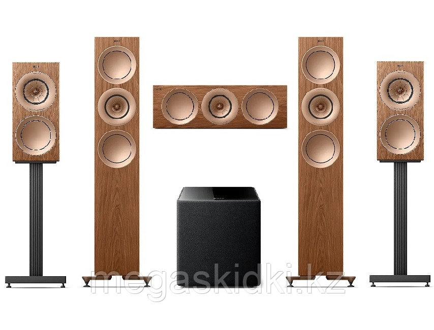 Комплект акустики "Премиум" KEF R Meta Орех для домашнего кинотеатра 5.1