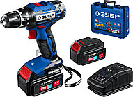 ЗУБР Т7, 20 В, 50 Н·м, 2 АКБ (4 А·ч), дрель-шуруповерт, кейс, Профессионал (DL-201-42)