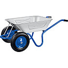 ЗУБР ПТ-350, 130 л, 280 кг, двухколесная, цельная рама, усиленная, пневматические колеса, строительная тачка,