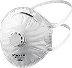 STAYER KV-80, класс защиты FFP1, коническая, 10 шт в коробке, фильтрующая полумаска с клапаном выдоха