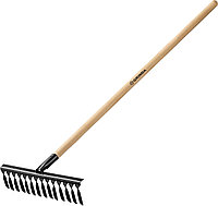 GRINDA GS-14 WOOD, 445 х 95 х 1300 мм, 14 витых зубцов, углеродистая сталь, антикор. покрытие, черенок дерев.