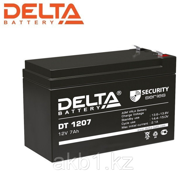 Аккумулятор Delta DT 1207 (12V / 7Ah | Длина, мм 151 | Ширина, мм 65 | Высота, мм 95)