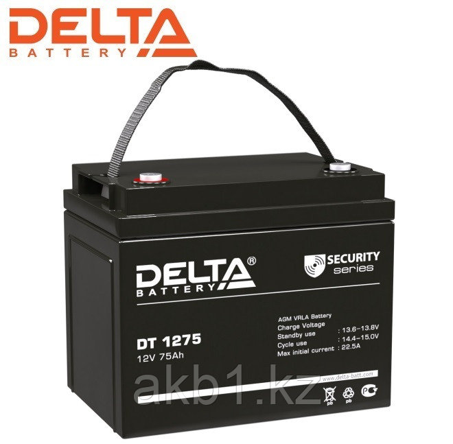Аккумулятор Delta DT 1275 (12V / 75Ah | Длина, мм 259 | Ширина, мм 169 | Высота, мм 208)