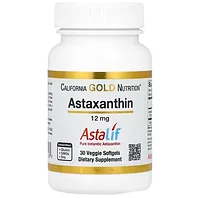 California Gold Nutrition, астаксантин, чистый исландский продукт AstaLif, 12 мг, 30 растит. мягких таблеток
