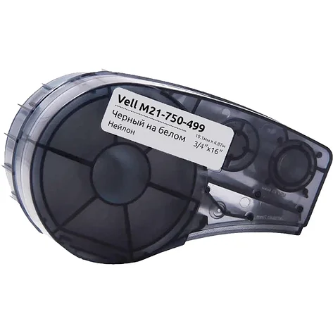 Картридж для BRADY M21-750-499 лента нейлоновая, 19.1mm/4.9m, черный на белом (Дубликат), фото 1