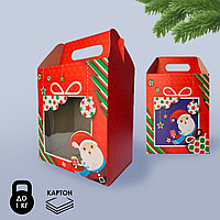 Коробка для 1 кг конфет на Новый год с прозрачным окошком вид 1