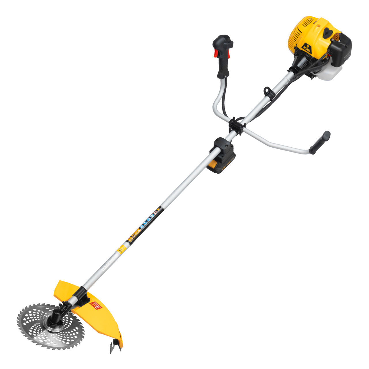 Триммер бензиновый DT-43E, 43 см3, неразъемная штанга, электростартер, состоит из 2 частей Denzel, фото 1