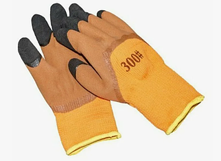 Перчатки прорезиненные №600/300 коричневые, черные пальцы