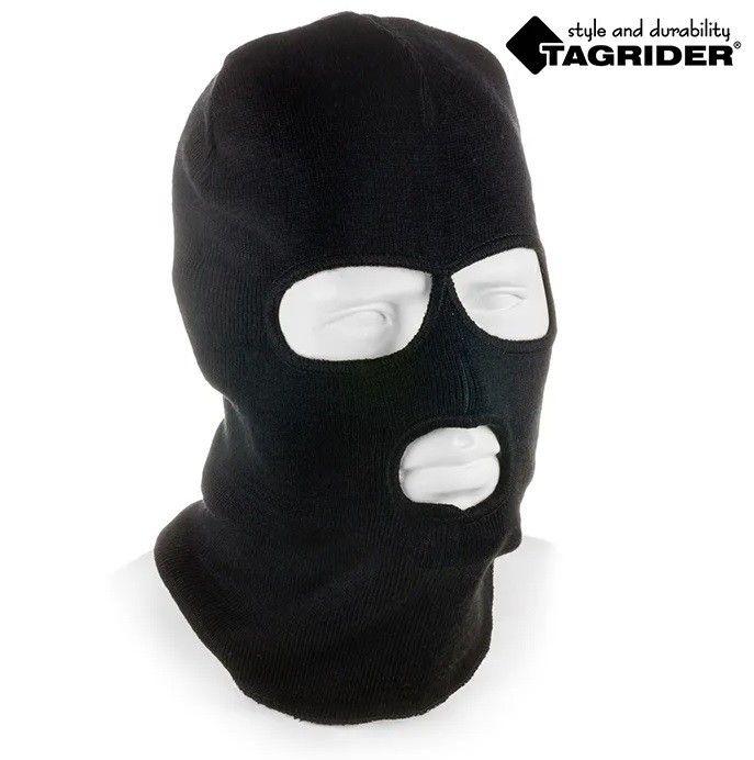 Шапка-маска Tagrider Expedition 3016  3 отверстия , вязанная черная