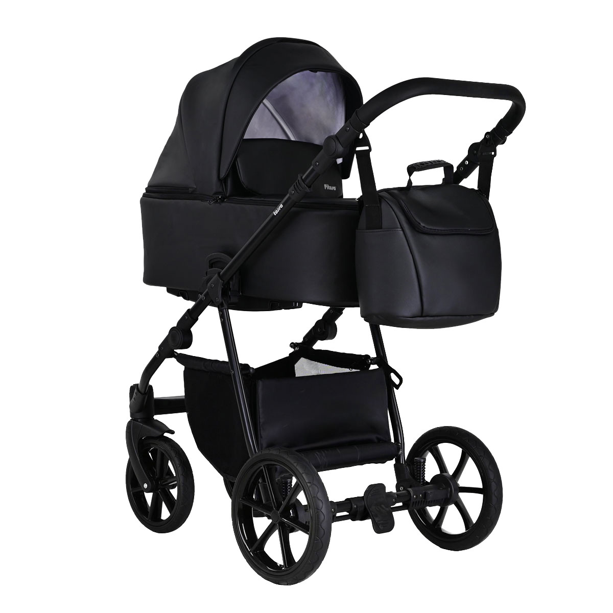 Коляска 2 в 1 Pituso Tossa Кожа Black, фото 1