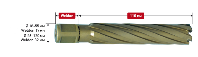 Корончатое сверло Karnasch HARD-LINE Ø31х110 мм,