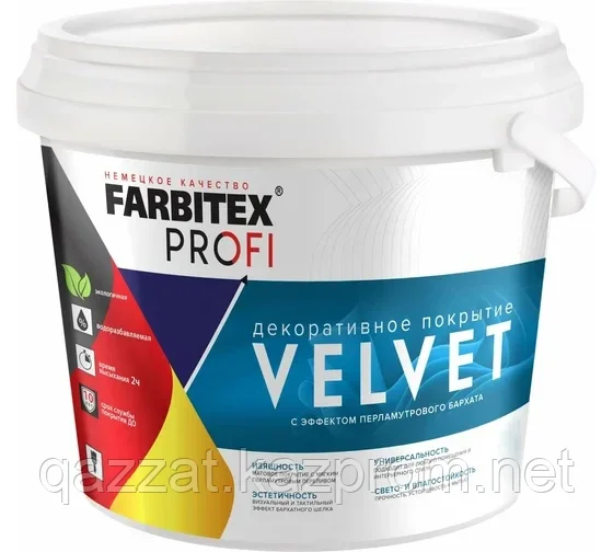 Декоративное покрытие VELVET FARBITEX PROFI, серебро, 0,8 л с эффектом перламутрового бархата