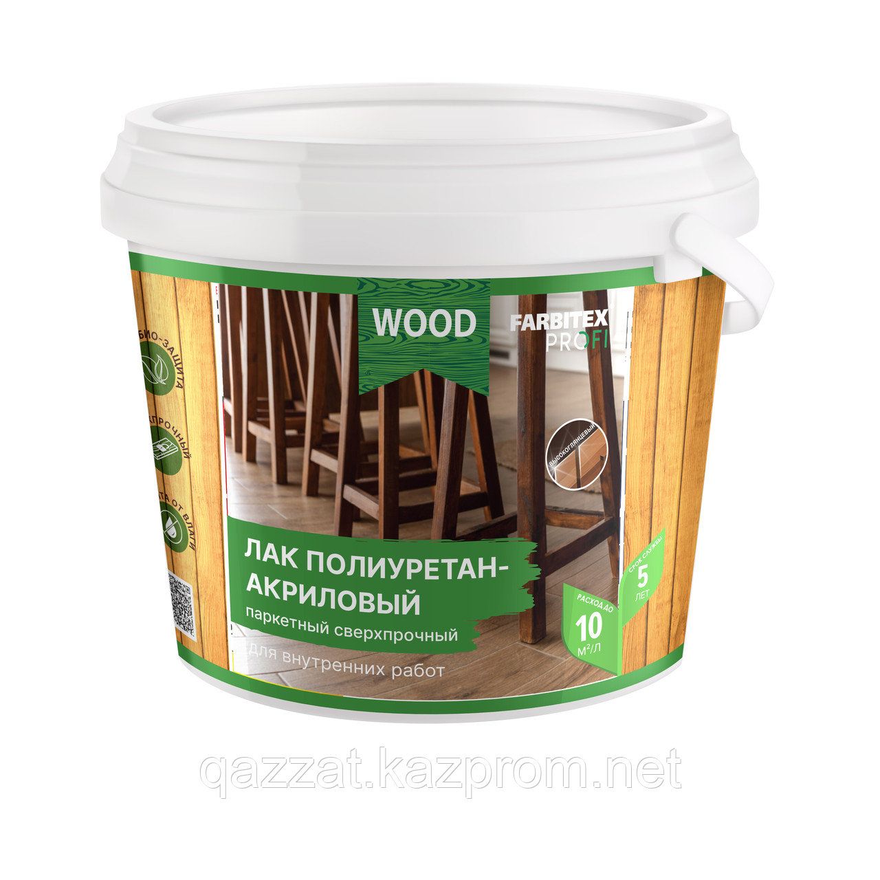 Лак паркетный полиуретан-акриловый глянцевый 3л FARBITEX ПРОФИ WOOD