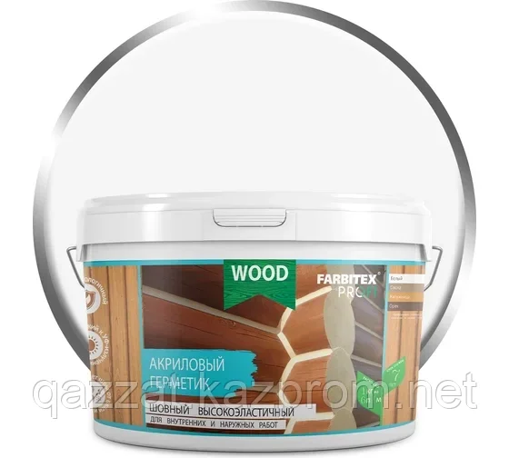 Герметик акриловый шовный высокоэластичный белый (3кг) FARBITEX ПРОФИ WOOD