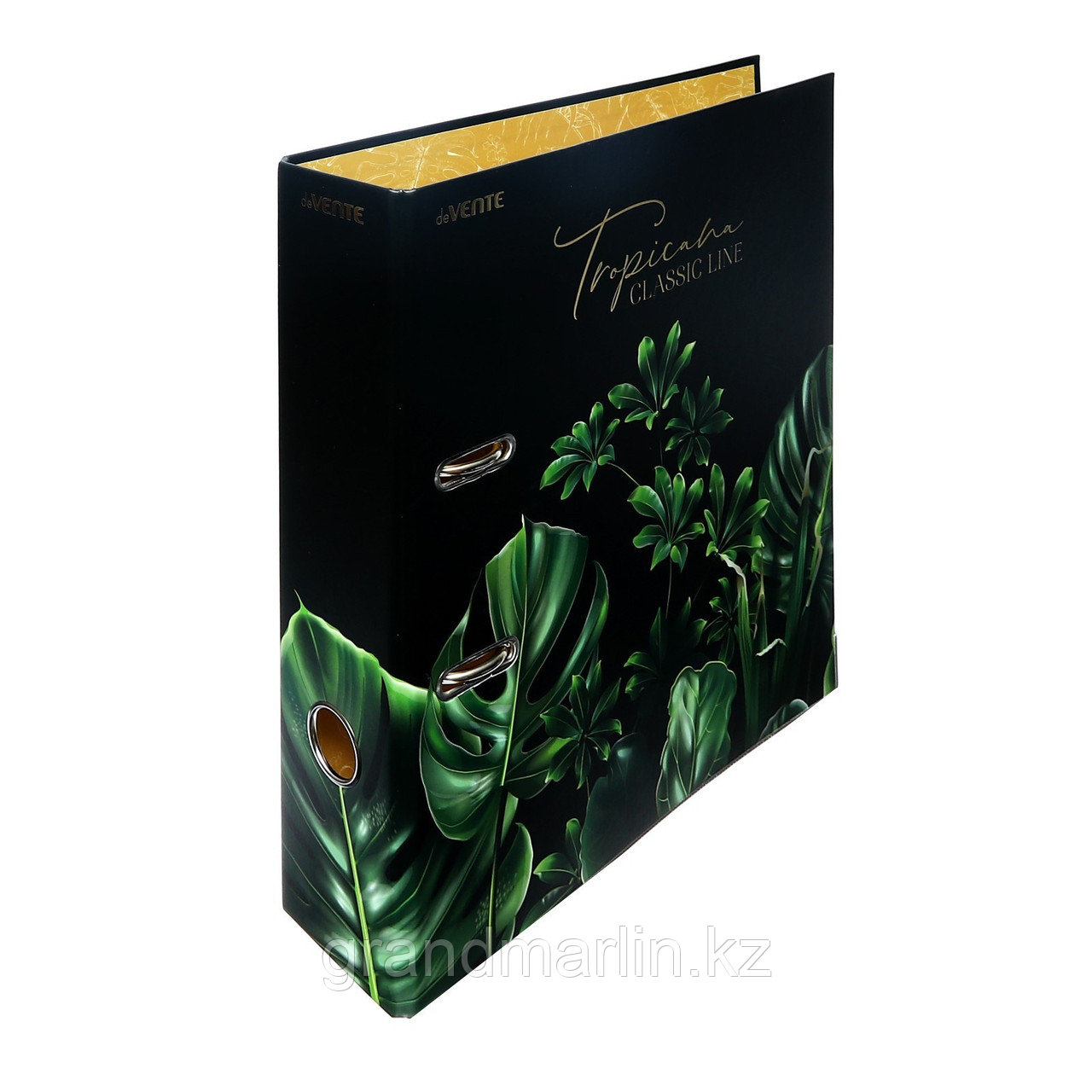 Пaпкa-регистратор А4, 75 мм, deVENTE Tropicana, ламинированый картон, черный/зеленый, разборный, фото 1