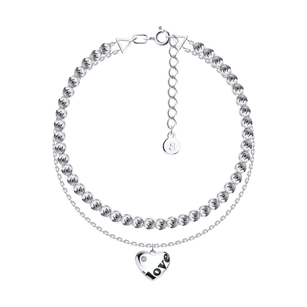 Браслет из серебра с эмалью и фианитом SOKOLOV 94050410 серебро с родием коллекц. SKLV, фото 1