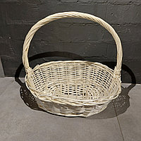 Большая Плетенная Подарочная Корзина для фруктов, шампанского, конфет. Размер 46 см. Корзины. Цвет - кремовый.