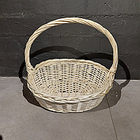 Средняя Плетенная Подарочная Корзина для фруктов, шампанского, конфет. Размер 40 см. Корзины. Цвет - кремовый.