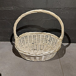 Средняя Плетенная Подарочная Корзина для фруктов, шампанского, конфет. Размер 40 см. Корзины. Цвет - кремовый.