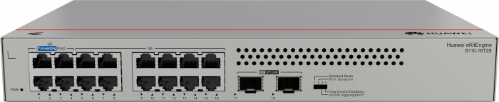 Huawei Коммутатор HUAWEI S110-16T2S (16*10/100/1000BASE-T, 2*GE SFP ports, AC power, fanless)