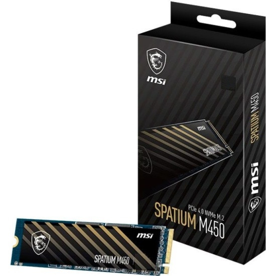 msi Твердотельный накопитель MSI SPATIUM M450 PCIe 4.0 NVMe M.2 500GB, Read 3600mb/s, Write 3000mb/s, Retail