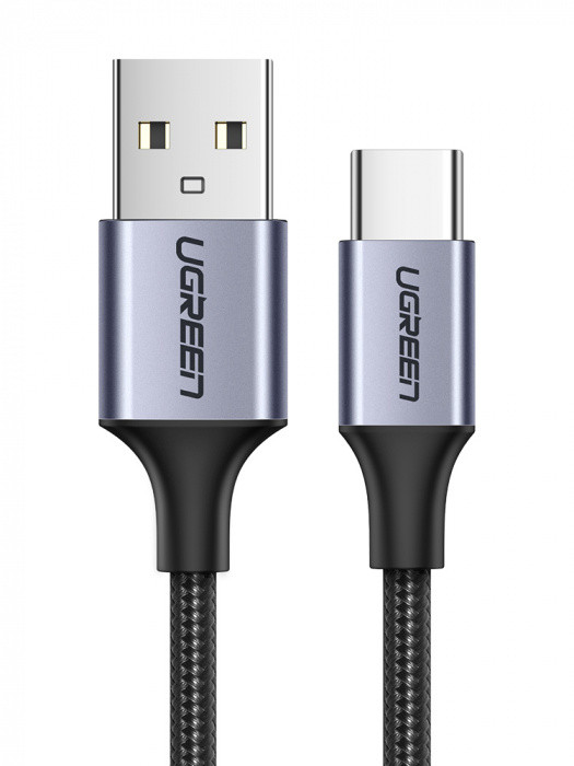 ugreen Адаптер - кабель UGREEN 60128 USB-A 2.0 to USB-C Cable Nickel Plating Aluminum Braid 2m (Black)