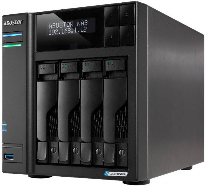 Asustor Сетевой накопитель ASUSTOR AS6704T, Lockerstor, 4 LFF, RAID 0,1,5,6,JBOD, 2х2.5GbE, 2xUSB 3.2, HDMI,