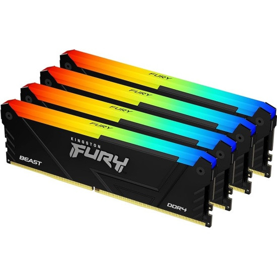 Kingston ОЗУ Kingston FURY Beast RGB 128Гб (32x4, )DIMM DDR4, 3600MT/s, CL18, 1.35В, KF436C18BB2AK4/128