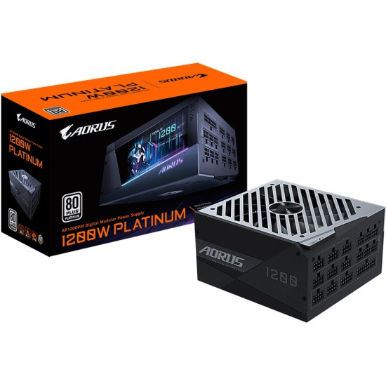 gigabyte Модульный Блок Питания Gigabyte AORUS P1200W 80+ PLATINUM, with APFC, 140mm Double ball bearing Fan,