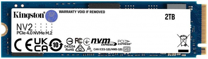Kingston Твердотельный накопитель SSD Kingston NV2 2TB M.2 2280 NVMe PCIe 4.0, Read Up to 3500, write Up to