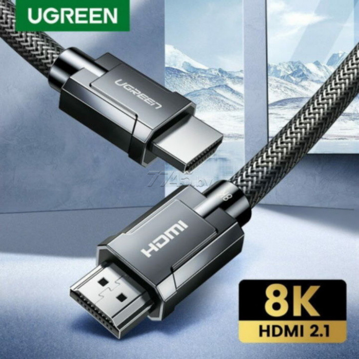 ugreen Кабель Ugreen HD135 HDMI M/M Round Cable Zinc Alloy Shell Braided, 3m, Gray, 80602