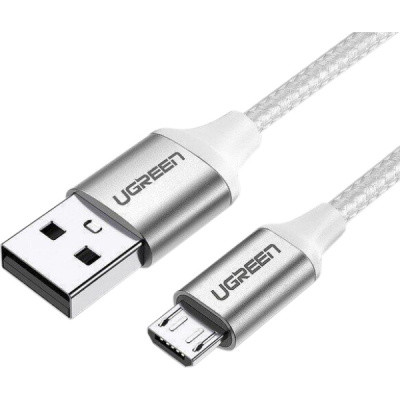 ugreen Кабель UGREEN US290 USB 2.0 A to Micro USB Cable Nickel Plating Aluminum Braid 1m (White), 60151