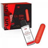 Набор от Intt DOUBLE FUN: вибропуля и лубрикант с клубничным ароматом (50 мл.)