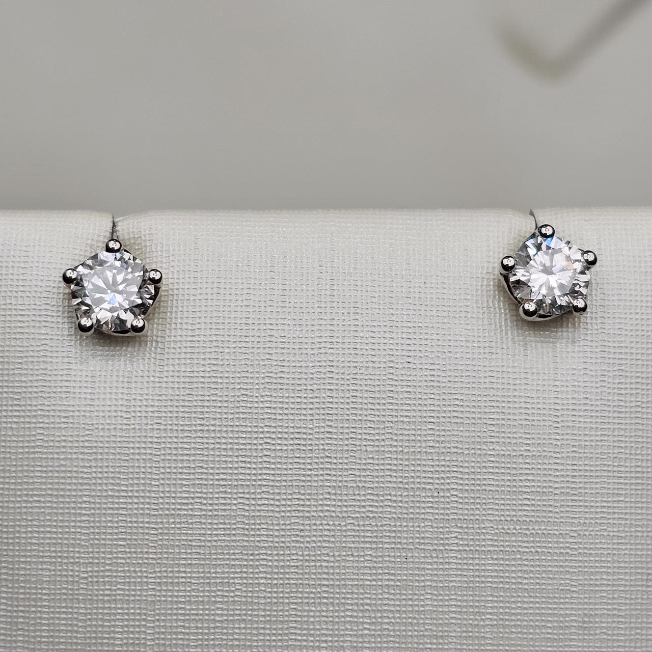 Золотые серьги с бриллиантами 0.7Ct, VS2/G EX