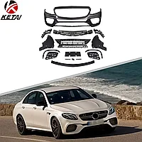 Передний бампер в сборе на E-Class W213 2016-20 дизайн E63 AMG (без решетки)