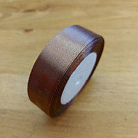 Коричневая Атласная Лента для декора, творчества, оформления подарков, шитья. Ленты Подарочные 25мм x 20м.