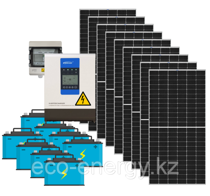 Гибридная солнечная станция 22 кВт*ч в сутки (5 кВт в час)