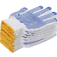 Перчатки защитные, трикотажные и хлопчатобумажные Х/Б, с ПВХ, 10 класс вязки, 3-нитка. Произведено в Казахстане.