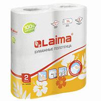 Полотенца бумажные бытовые, спайка 2 шт., 2-х слойные, (2х18 м), LAIMA, 22х23 см, белые