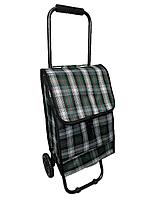 Компактная продуктовая сумка на 2-х колёсах, груз-ть 15 кг, каркас оцинкованный металл, диаметр колёс 13 см.