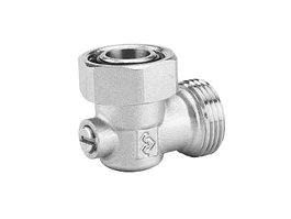 Угловой узел нижнего подключения 3/4"EKх3/4"EK, одинарный, для двухтрубных систем Varmega